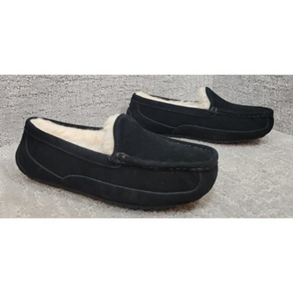 Ugg Womens Size 4MBlack Suede Slip On Flat Shearling Loafer Shoes.NEW - Picture 6 of 12
